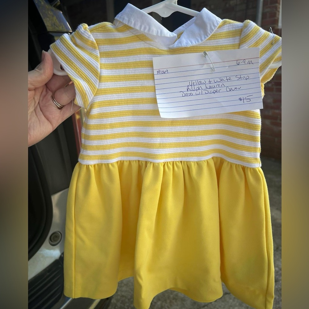 Ralph Lauren Yellow and White Striped Kids Dress